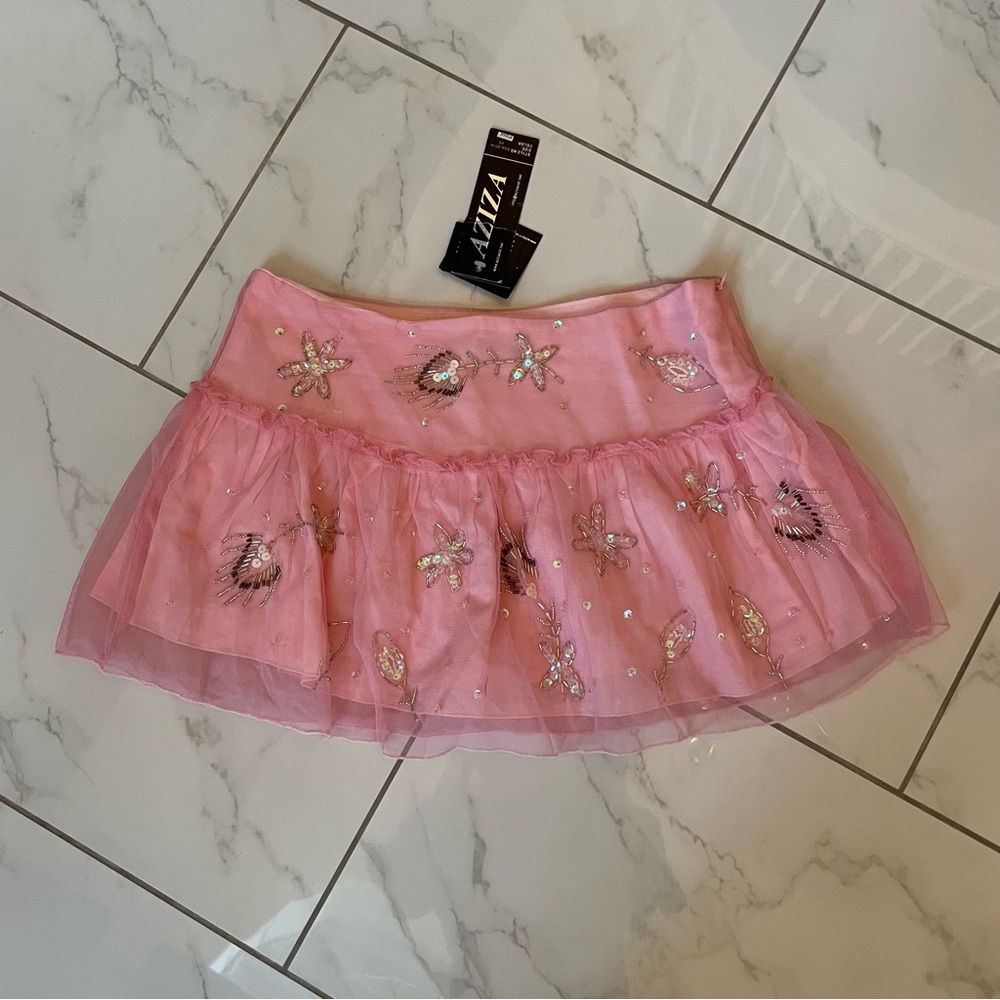 SOLD Pink Beaded Mini Skirt